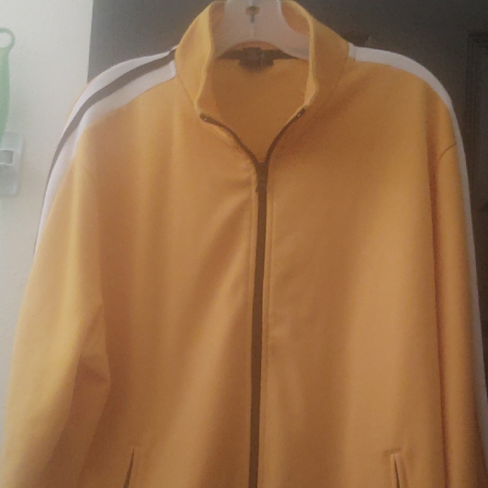Yellow Men's Windbreaker with Stand-Up Collar and Relaxed Fit